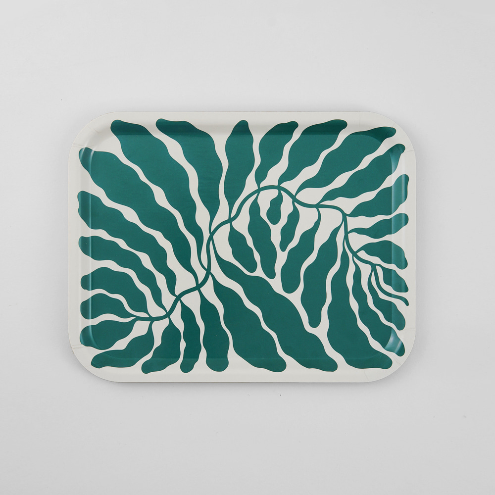 [WRAP] Green Leaves Rectangle Art Tray